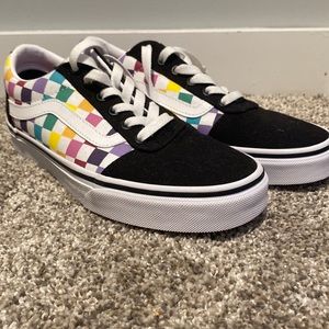 Rainbow checkered Old Skool Vans. Only worn once